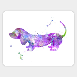 Purple Dachshund Watercolor Painting Sticker